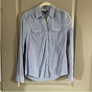 Express - XS blue button up with neon yellow accent. Worn once.